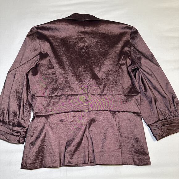 Alex Evenings Womens Large Purple Wrap Jacket Blazer Blouse With Bow Tie Accent - Picture 13 of 15